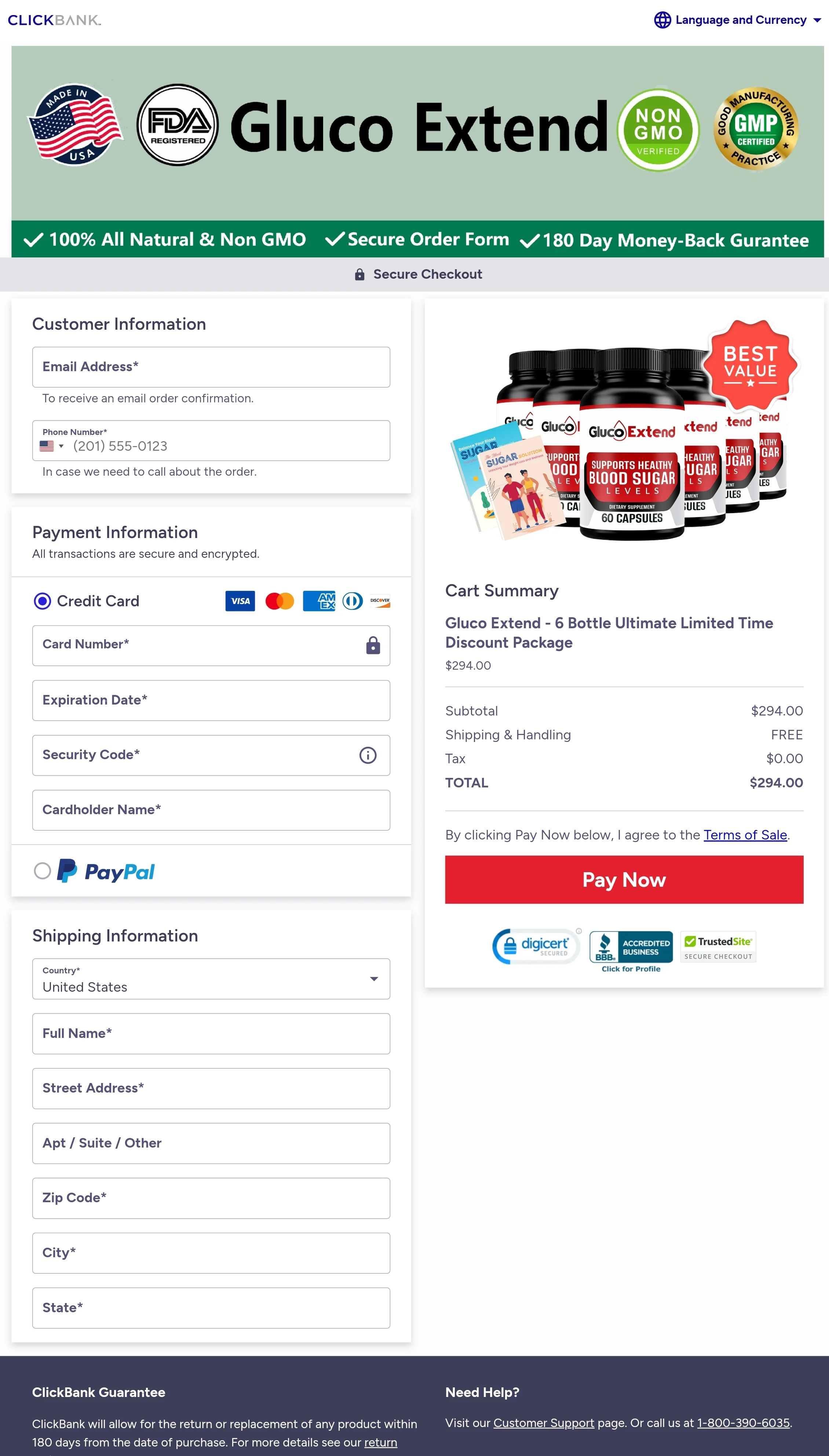 Gluco Extend order form